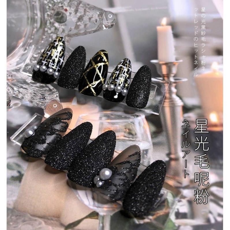 Nhũ cát rắc móng nail, nhũ kim cương mịn tinh thể đen, trắng