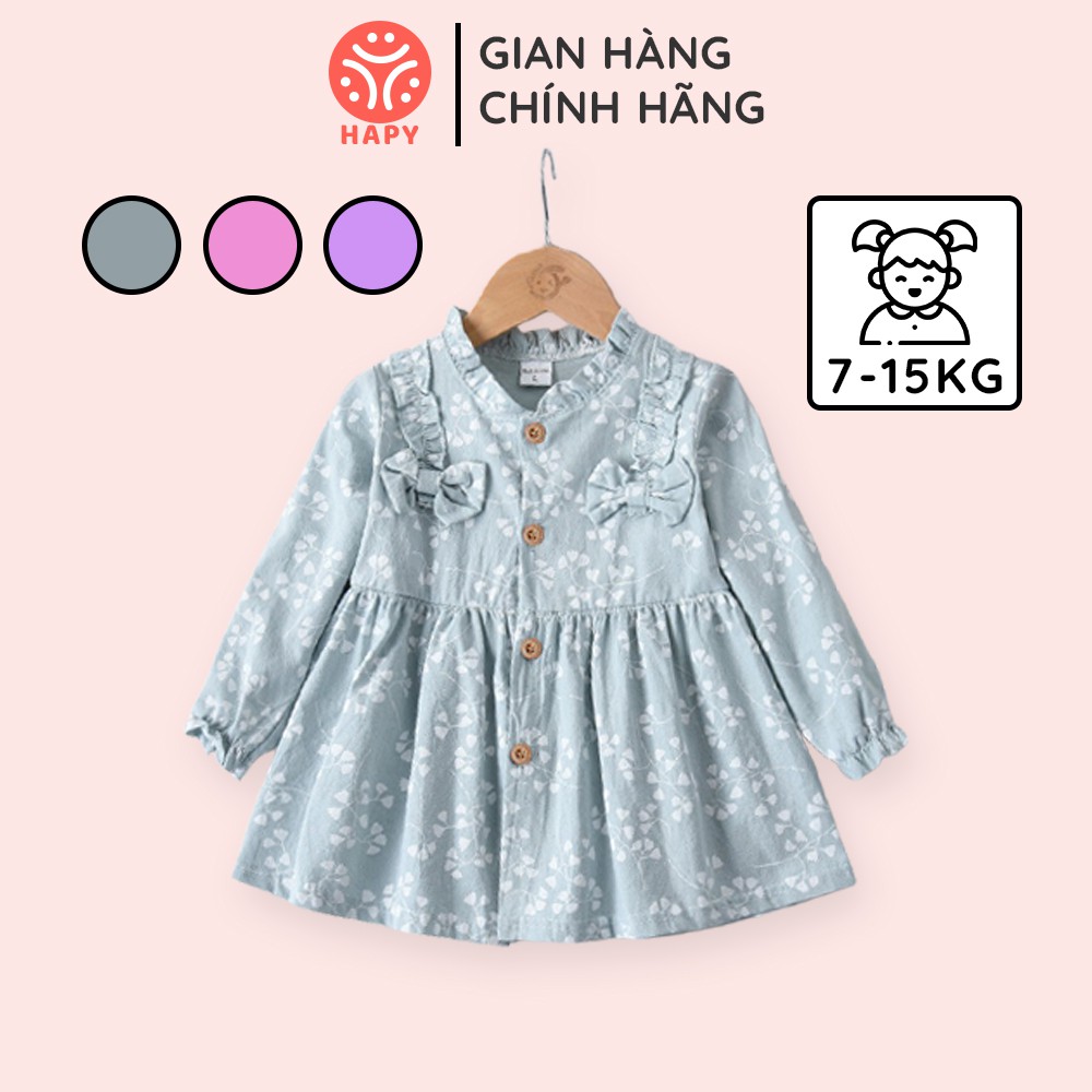 Váy Đầm Dài Tay Cho Bé Hoa Nhí Phong Cách Hàn Quốc 1 2 3 4 tuổi TD322