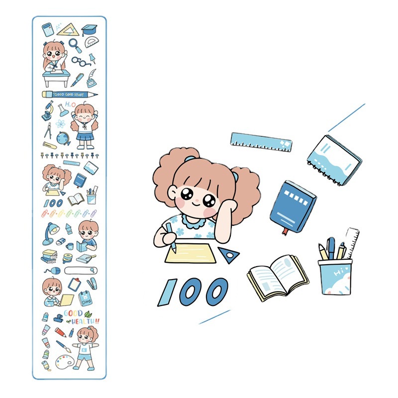 Cô gái dễ thương hoạt hình tay tài khoản Hình dán cốc nước Hình dán văn phòng phẩm tự làm