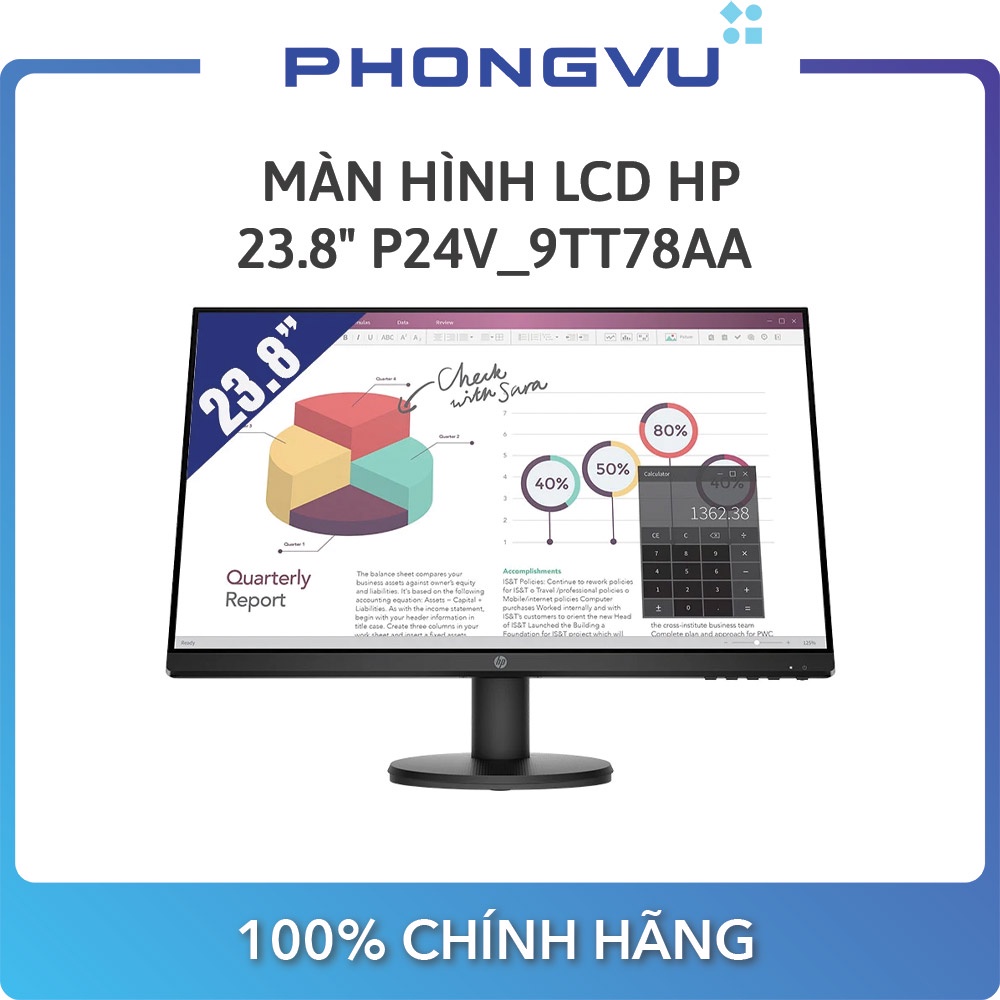 [Mã ELMALL1TR giảm 5% đơn 3TR] Màn hình LCD HP 23.8&quot; P24v_9TT78AA - Bảo hành 36 tháng