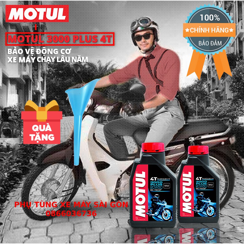 Nhớt Motul 3000 Plus 4T 20w50 (1 Lít) dành cho xe số, tay côn