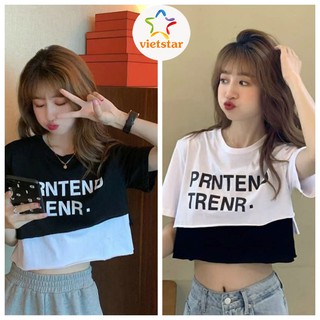 Áo thun croptop Trenr, set croptop 2 món kèm áo trong - VIET_STAR