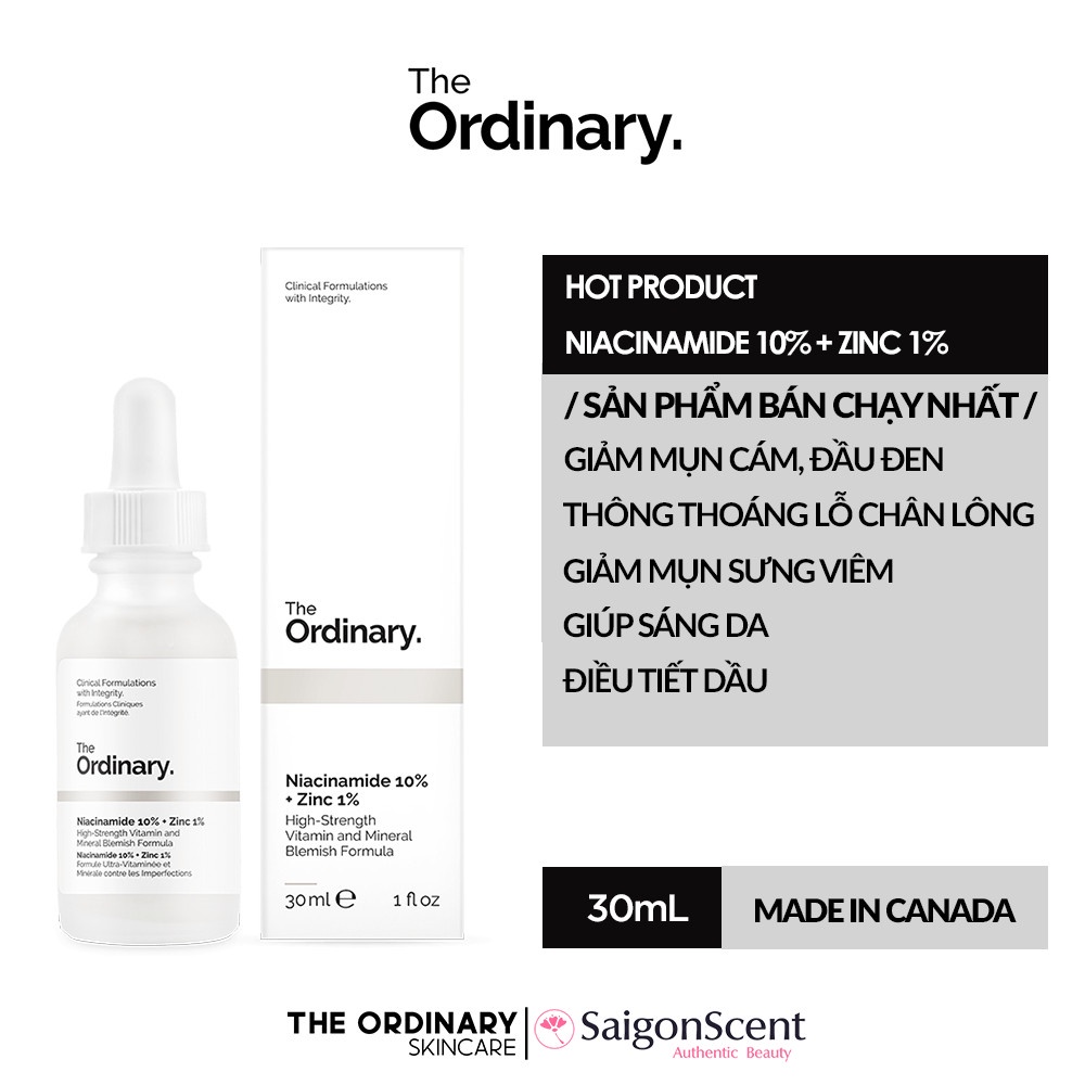 Tinh chất giảm mụn The Ordinary Niacinamide 10% + Zinc 1% ( 30mL )