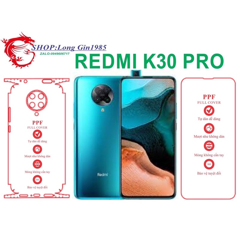 Redmi K30 PRO miếng dán trong Ppf mặt sau và mặt trước chống va đập chống trầy xước