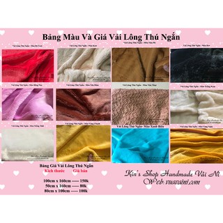 Vải lông thú ngắn dùng may gối, gấu bông handmade, áo khoác lông, doll và outfit doll, đồ handmade