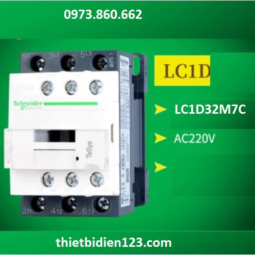 Contactor schneider 12A, 18A, 25A, 32A, 40A  cuộn hút 110VAC - LC1D32F7C