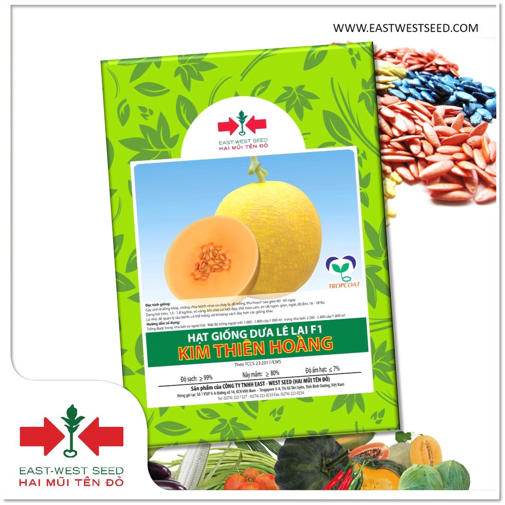 GÓI 10 HẠT DƯA LÊ LAI F1 KIM THIÊN HOÀNG CỦA EAST-WEST SEED (HAI MŨI TÊN ĐỎ)