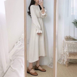 ĐẦM MIDI VINTAGE VIỀN REN (ảnh thật)