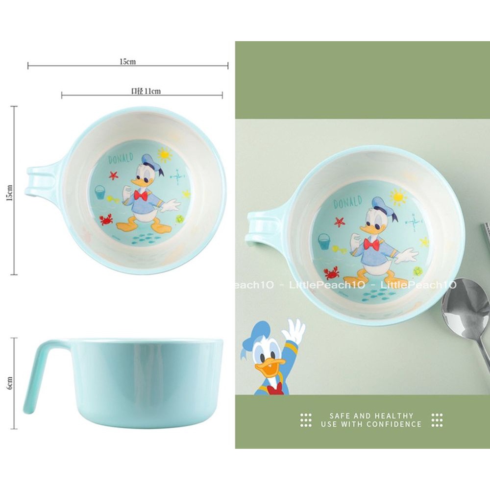 Chén ăn dặm melamine có quai cầm tay Disney cho bé hình Mickey Minnie Ariel Dumbo Donald mới 2022