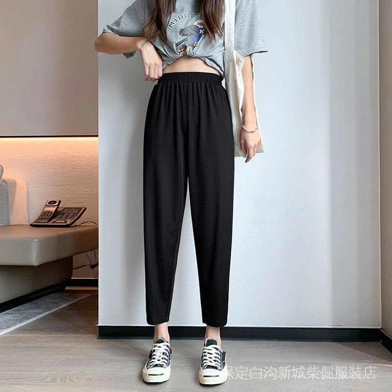 Korean style harem pants women's summer thin 2022 Spring and Autumn New Korean style student casual pants cropped turnip pants small pants
