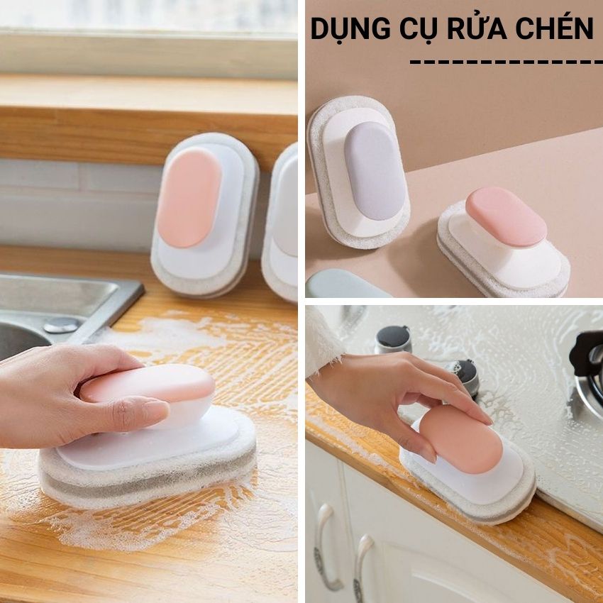 Dụng cụ rửa bát thông minh cọ xoong nồi chén đĩa chà bồn rửa sạch bóng đồ rửa chén đa năng có tay cầm tiện lợi Angola