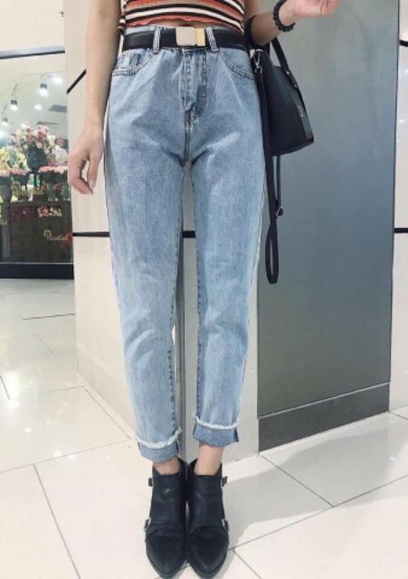 Quần baggy nữ lưng cao kiểu quần bò baggy ống đứng hàng VNXK MS003 thời trang bigsize 2KJean