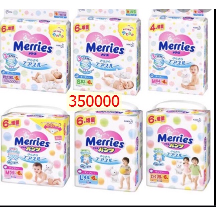 [Cộng miếng] Bỉm Merries dán/quần mẫu mới, nội địa Nhật NB96/S88/M64/M68/L58/L50/XL44/XXL28