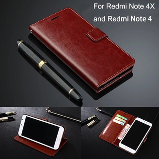 Bao da gập nắp đầy quý phái cho Xiaomi Redmi Note 4X