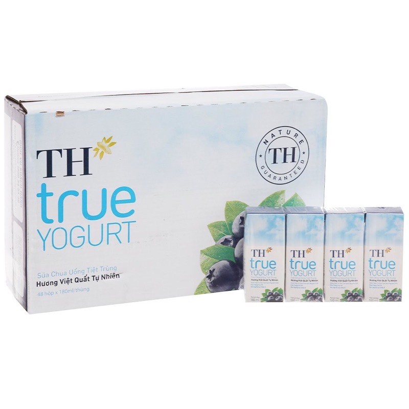 Thùng 48 hộp sữa chua uống TH True Yogurt vị việt quất/cam/dâu