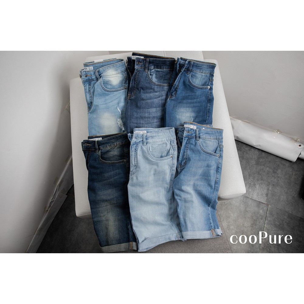 Quần short jean cooPure chất vải jean xước dọc extra spandex, thiết kế khỏe khoắn NO.1406 (7 màu)