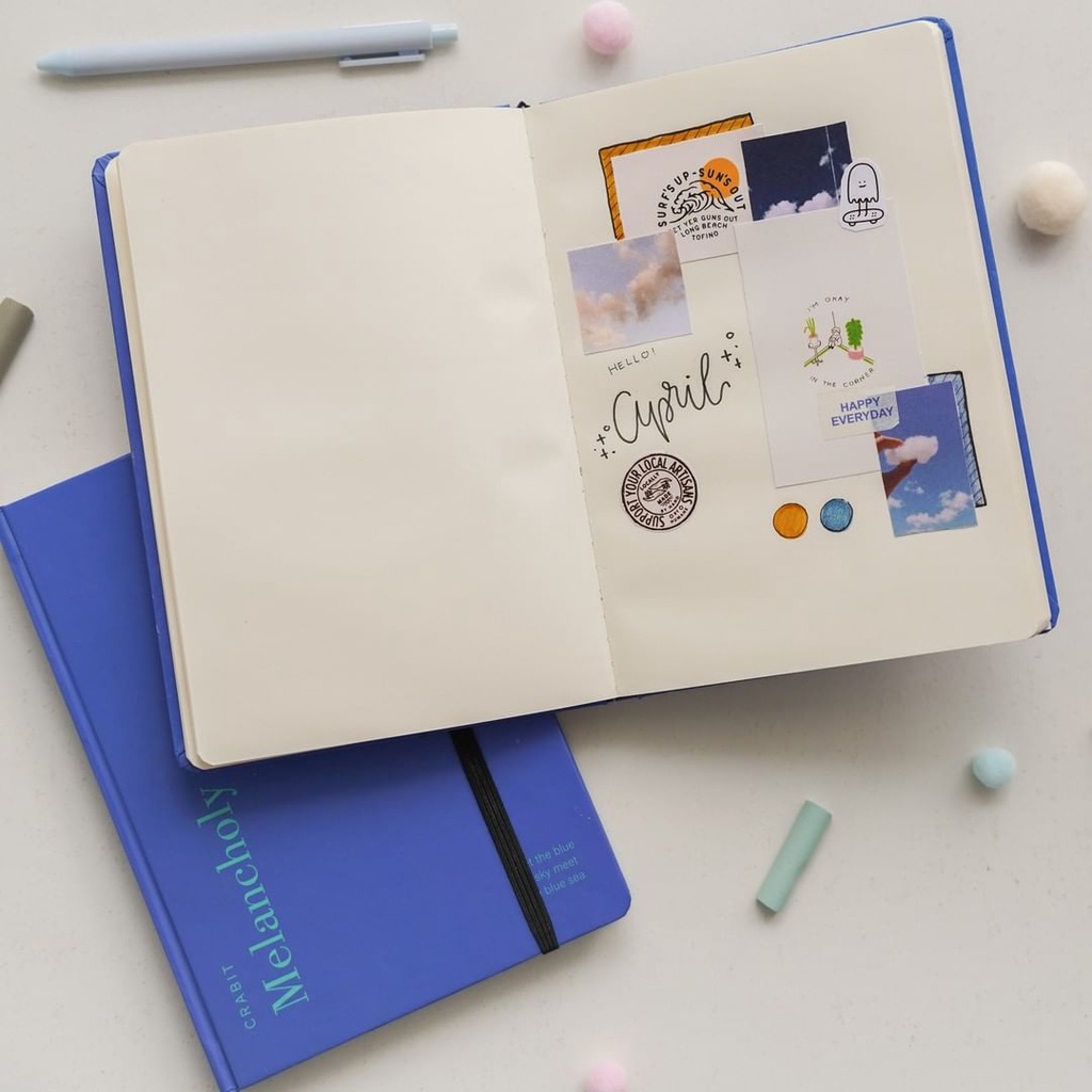 Sổ tay A5 CRABIT MOODBOOK ruột grid ô vuông/plain trơn 100gsm, ghi chép, làm Bullet Journal