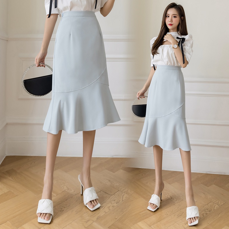 Chân Váy Đuôi Cá Dài Lưng Cao Co Giãn 3 Màu Thời Trang Công Sở