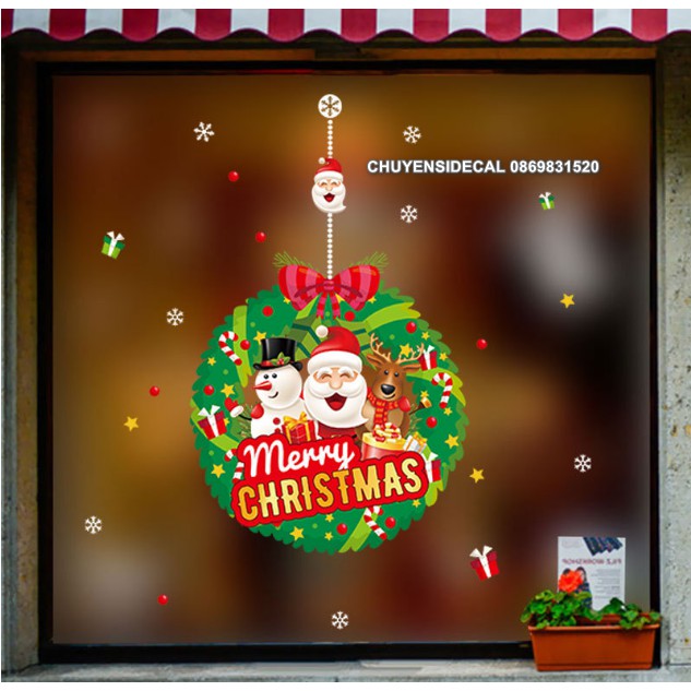 Decal trang trí tường Noel - Vòng Nguyệt Quế Noel sắc nét