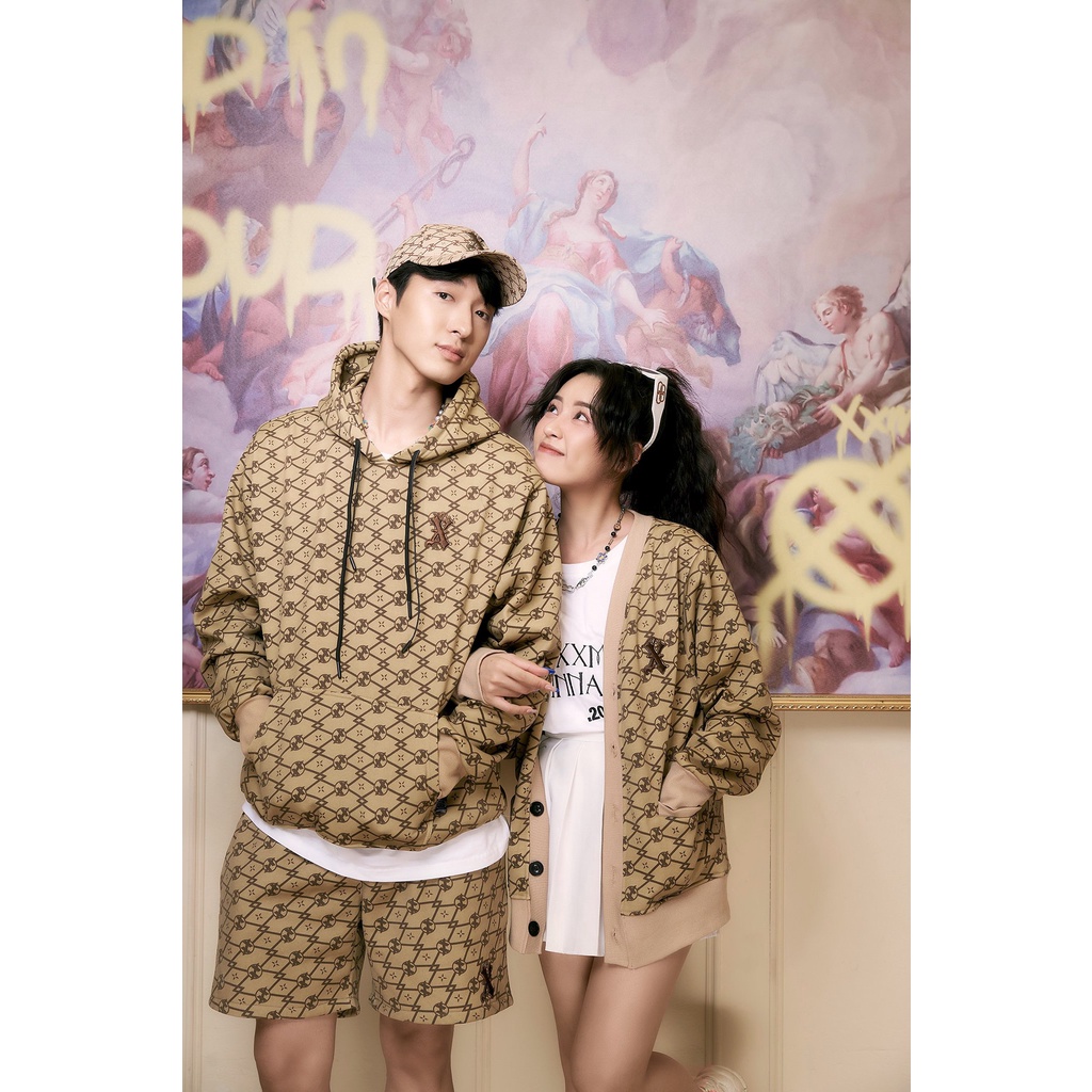 Áo Hoodie nỉ cao cấp thêu logo X2 Monogram XXME - BEIGE