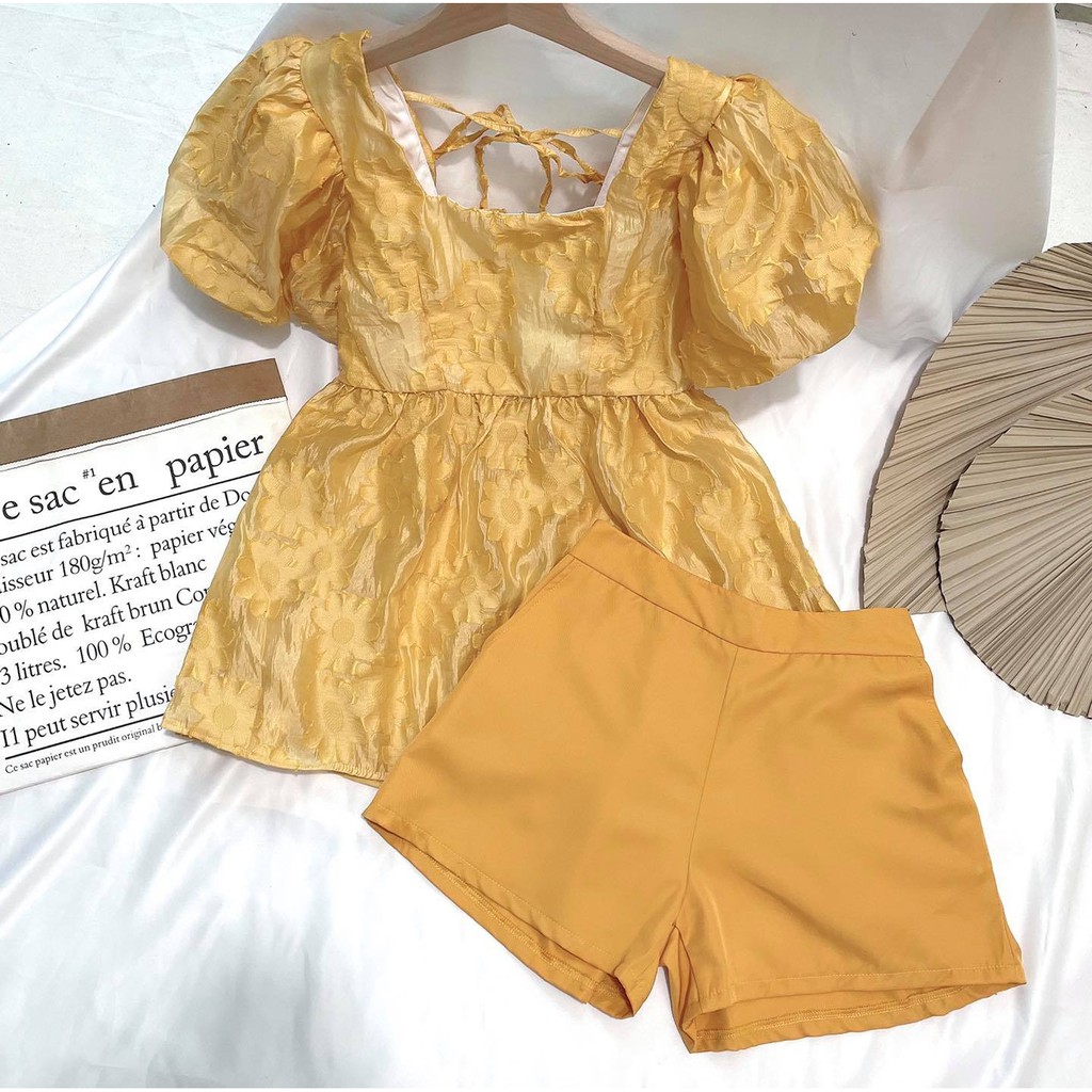 [Mã WAMT1505 giảm 10K đơn 0K] (FREESHIP-HÀNG CÓ SẴN SLL) SET QUẦN SHORT+ ÁO BABYDOLL HOA NỔI❤️CHIBEST | BigBuy360 - bigbuy360.vn