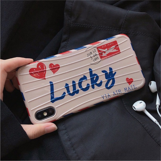 Ốp in Kiểu Vali Hình Bao Thư Lucky iPhone X/Xs Max/7plus/8plus