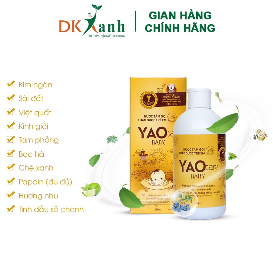 Nước tắm bé thảo dược Yaocare Baby 250ml/chai - DK Pharma