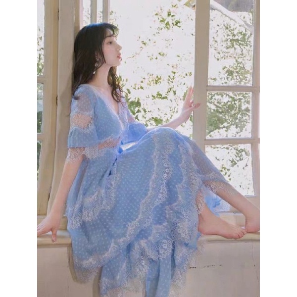 Đầm maxi lụa phối ren tầng đẹp xuất sắc đỉnh của chóp kèm ảnh thật và video
