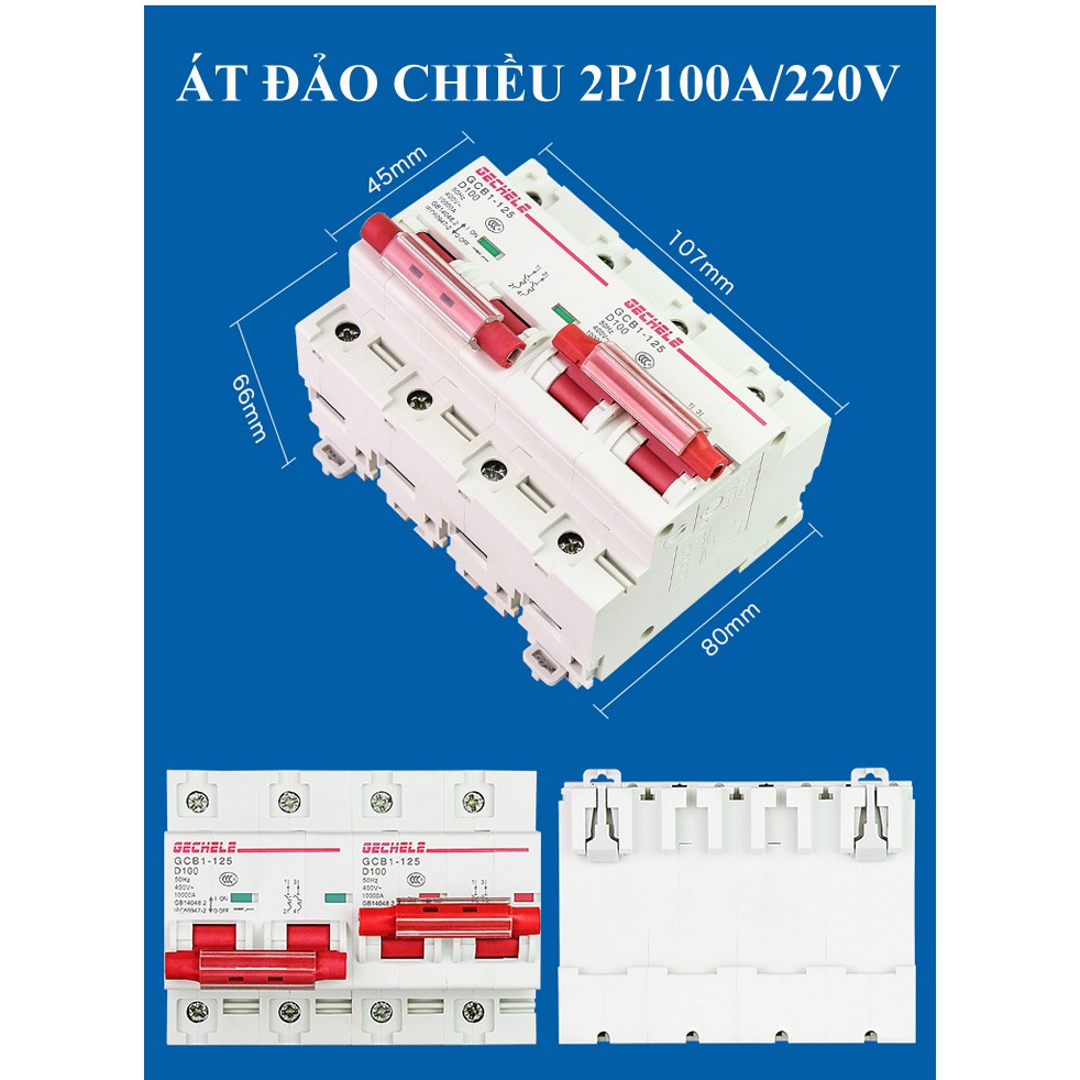 Cầu dao đảo chiều 100A/2P/220V, Át đảo chiều