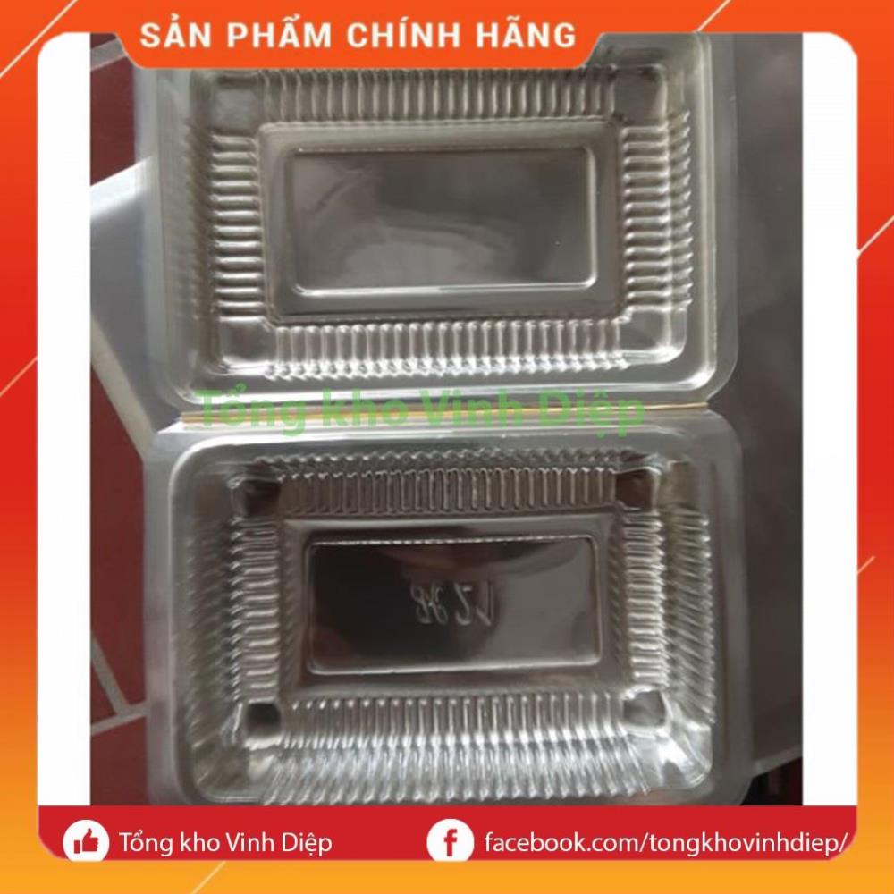 Combo 100 hộp nhựa hình chữ nhật nhỏ dùng 1 lần đựng bánh đồ ăn - H21