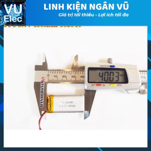 Pin Li-Po 3.7V 450mAh 602040 (Lithium Polymer) cho máy nội soi, định vị GPS, cân điện tử, máy ghi âm, camera hàng trình