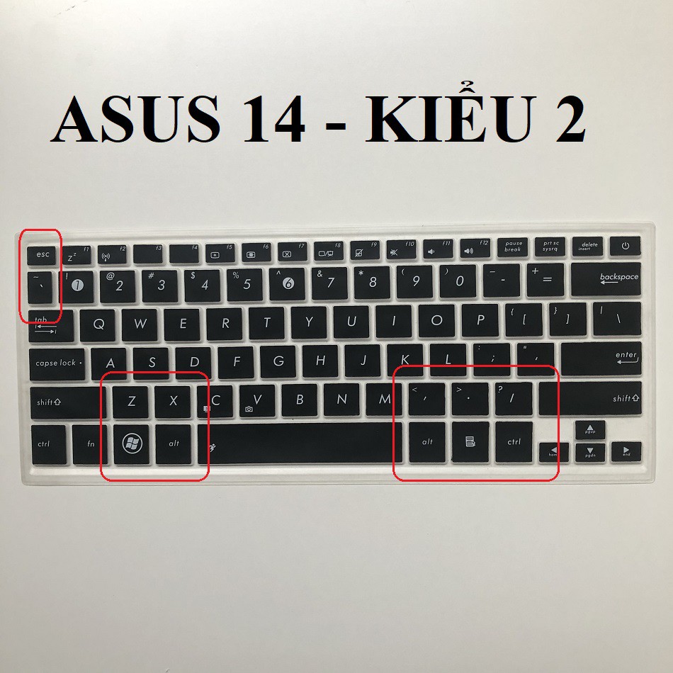 Miếng silicon phủ bàn phím laptop Asus từ 13 đến 14 inch - Kiểu 2 - phím nổi