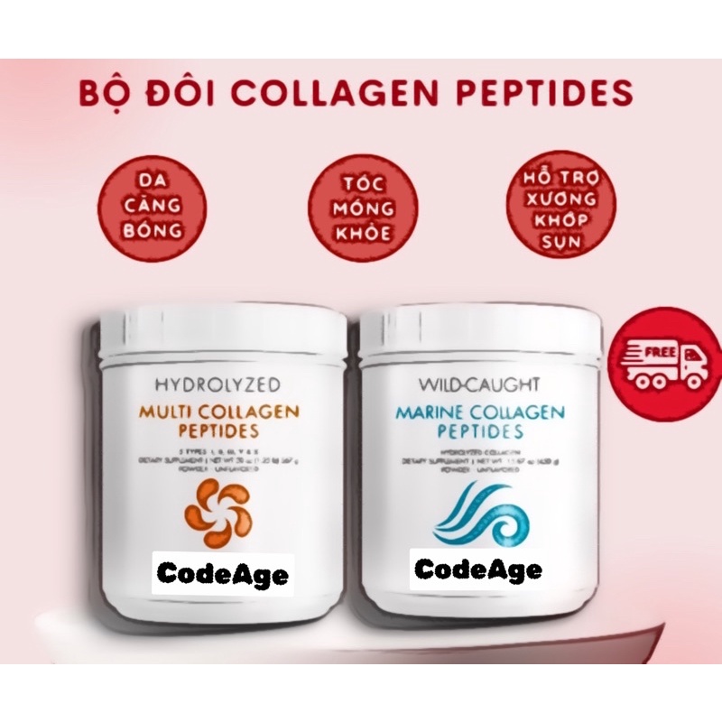 Bột uống Collagen Mỹ | Multi Collagen Peptide | Sẵn | Bill US