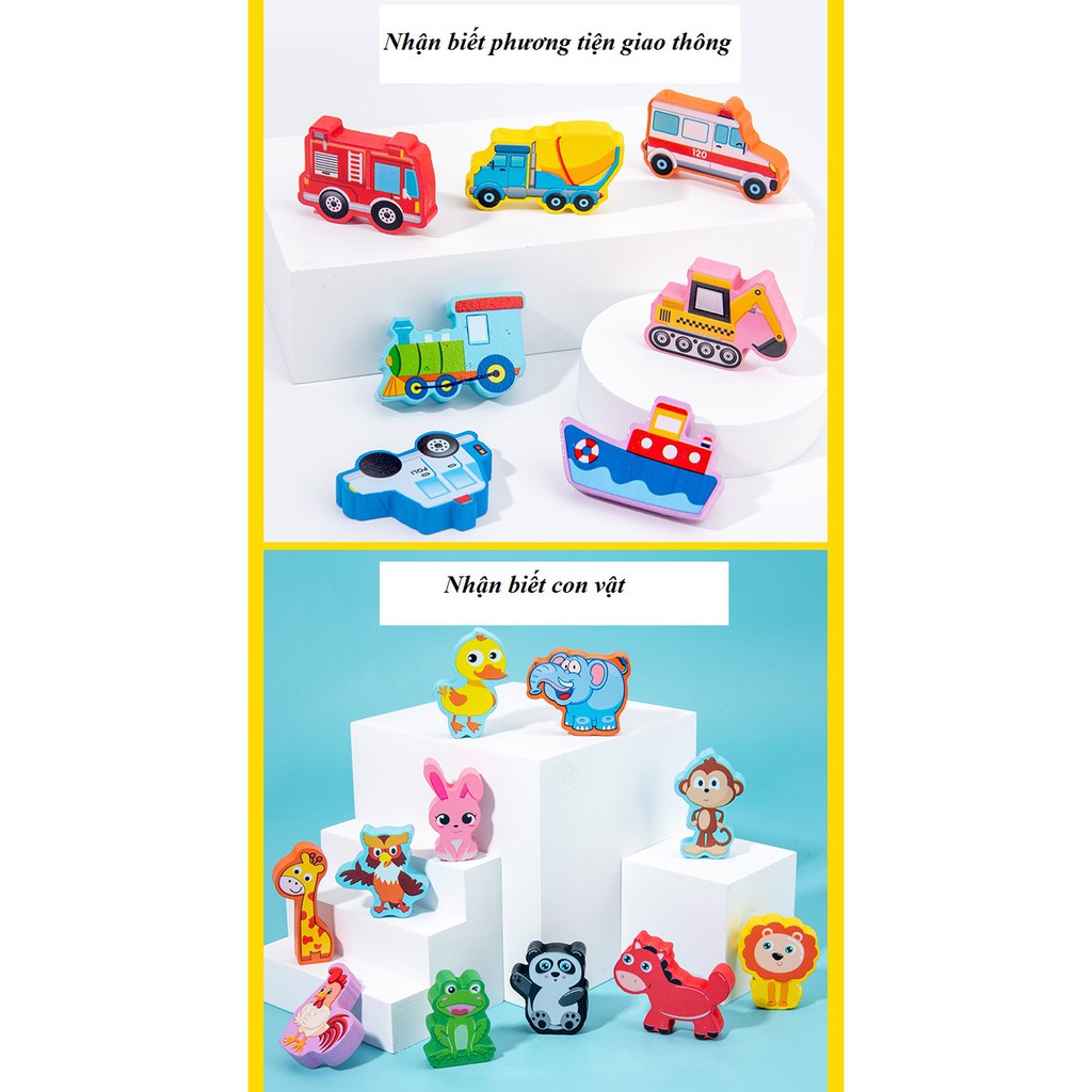 Bảng Câu Cá Gỗ Logic 5 Dòng - Bảng Số, Con Vật, Trái Cây, Câu Cá Thông Minh Đa Năng