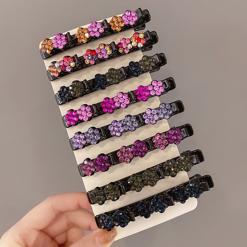 Kẹp Tóc Mái Hai Lớp Đính Hạt Phong Cách Hàn Quốc Mới Cho Nữ