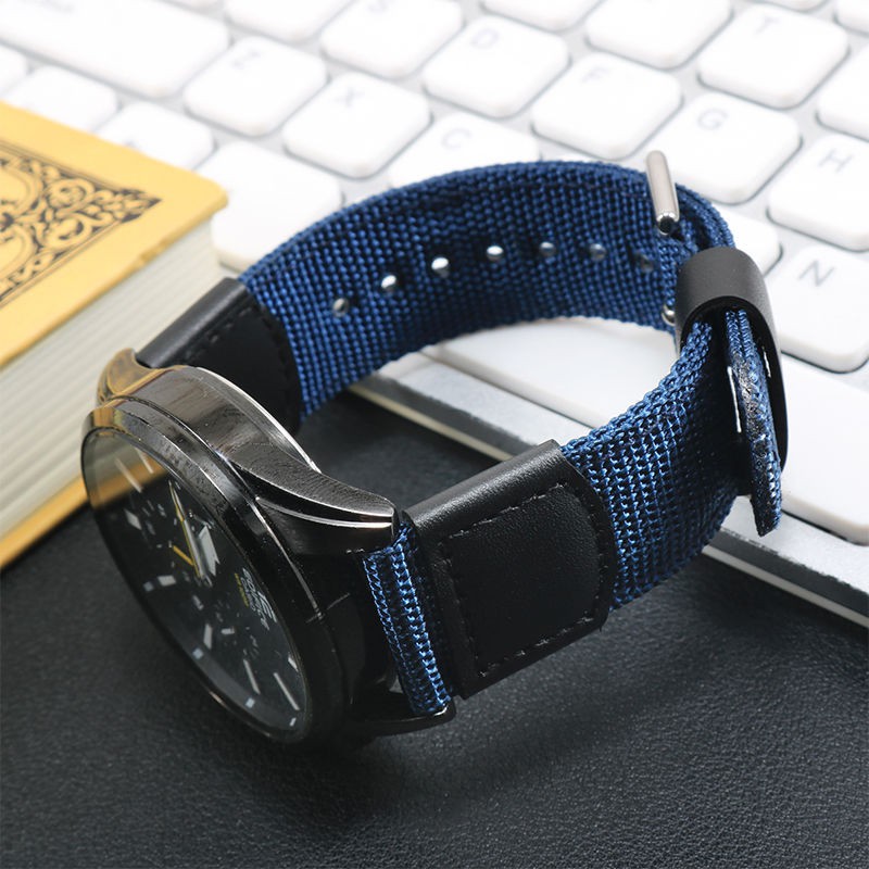 （Bolanxun） Dây đeo đồng hồ bằng vải nylon cá tính màu xanh thay thế cho Casio Seiko Số 5 Citizen Rossini IWC