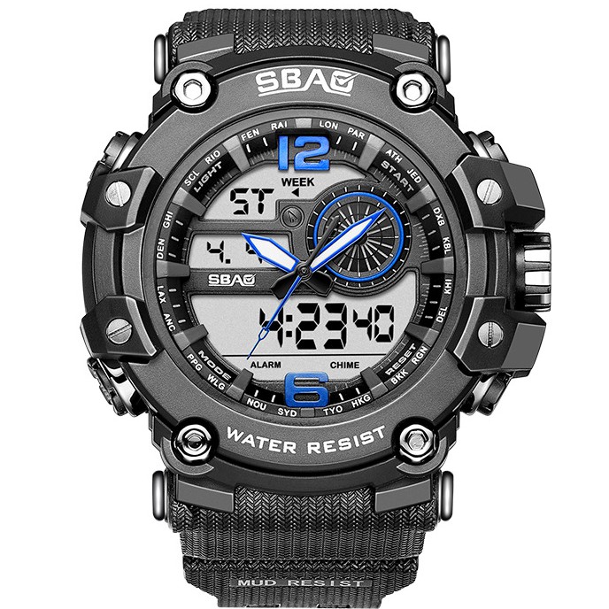 Đồng Hồ Nam SBAO SA842 Sports - 2 Máy Kim và Điện Tử Mạnh Mẽ Dây Silicone Bền Chắc mạnh mẽ nam tính