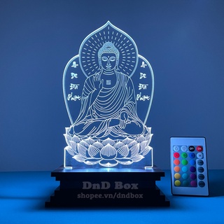 [HCM] Đèn led 3D hình Phật A Di Đà - Có khắc chữ - Mẫu hình ngồi - DnD Box