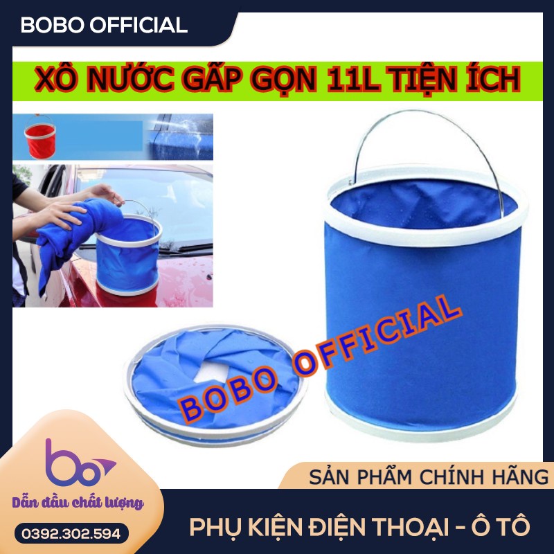 Xô nước gấp gọn 11l tiện ích thích hợp trên xe ô tô lau rửa xe , du lịch , câu cá.