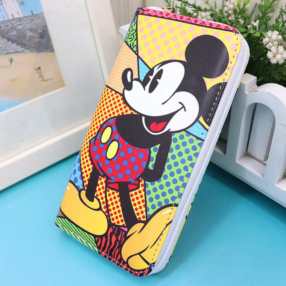Ví Dài Cầm Tay Có Khóa Kéo In Hình Mickey Minnie Dễ Thương