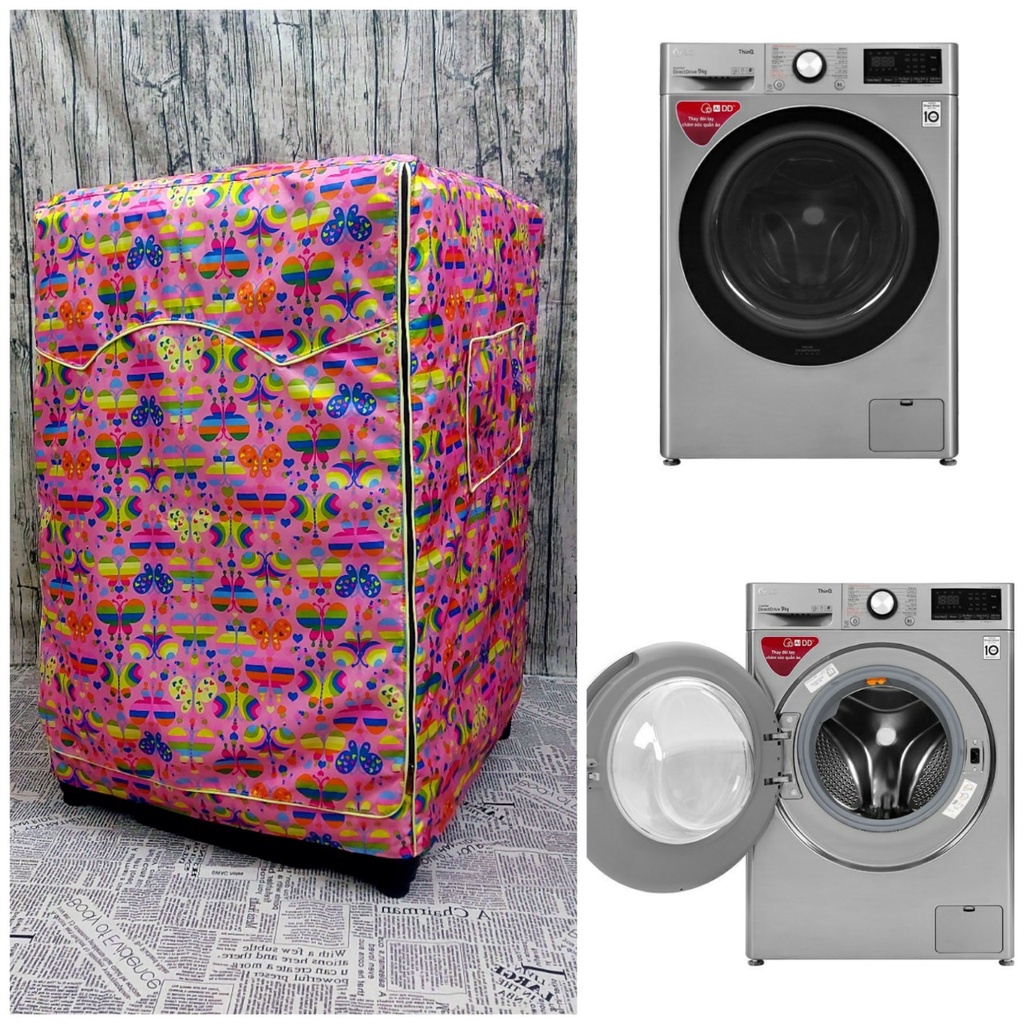 Áo trùm, vỏ bọc máy giặt electrolux (mẫu bướm hồng)