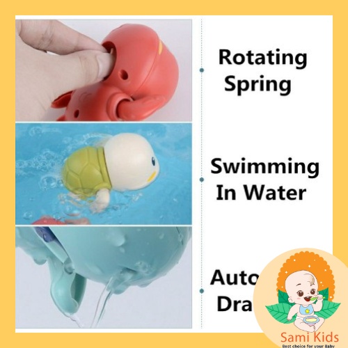 Đồ chơi nhà tắm rùa vịt cá bơi trong nước, heo chút chít cho trẻ em, đồ chơi vặn cót thả bồn tắm bé trai gái  SAMI KIDS