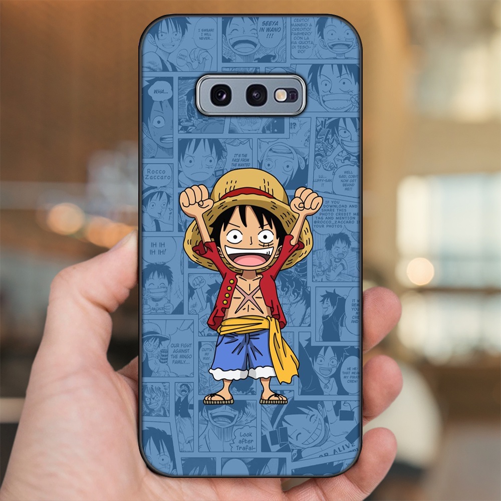 Ốp lưng Samsung S10e viền đen in hình Luffy One Piece