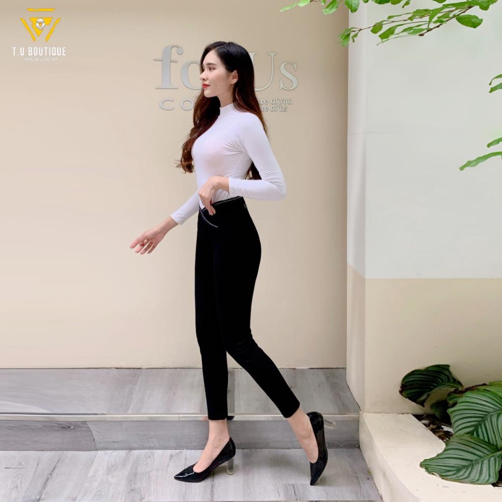 Quần legging nữ dài cạp chéo cao nâng mông giữ nhiệt Umi Hàn nữ co giãn 4 chiều