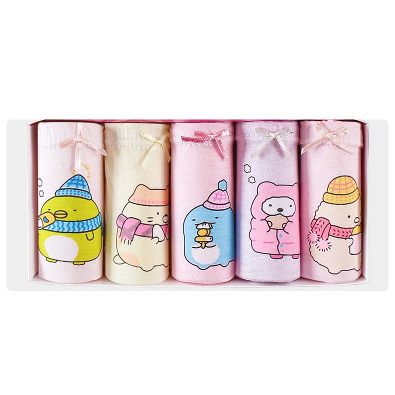 Set 5 quần lót bé gái Hàn Quốc 100% vải cotton thoáng mát, an toàn cho sức khỏe của bé mẫu Lovely-Happy-Hồng