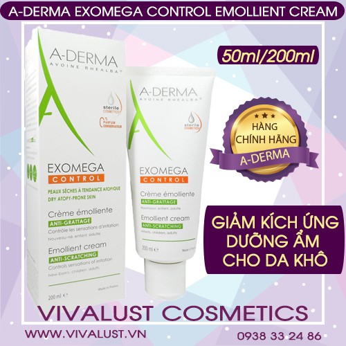 Kem Dưỡng ADERMA EXOMEGA CONTROL EMOLLIENT CREAM (50ml/200ml) - Làm Mềm, Giảm Kích Ứng Cho Da Quá Khô