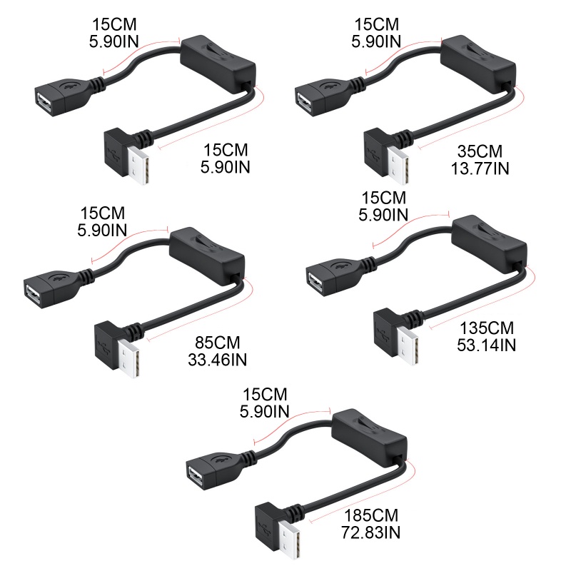 Cáp Nối Dài USB Bẻ Góc 90 Độ Có Công Tắc Bật Tắt Cho Máy Tính