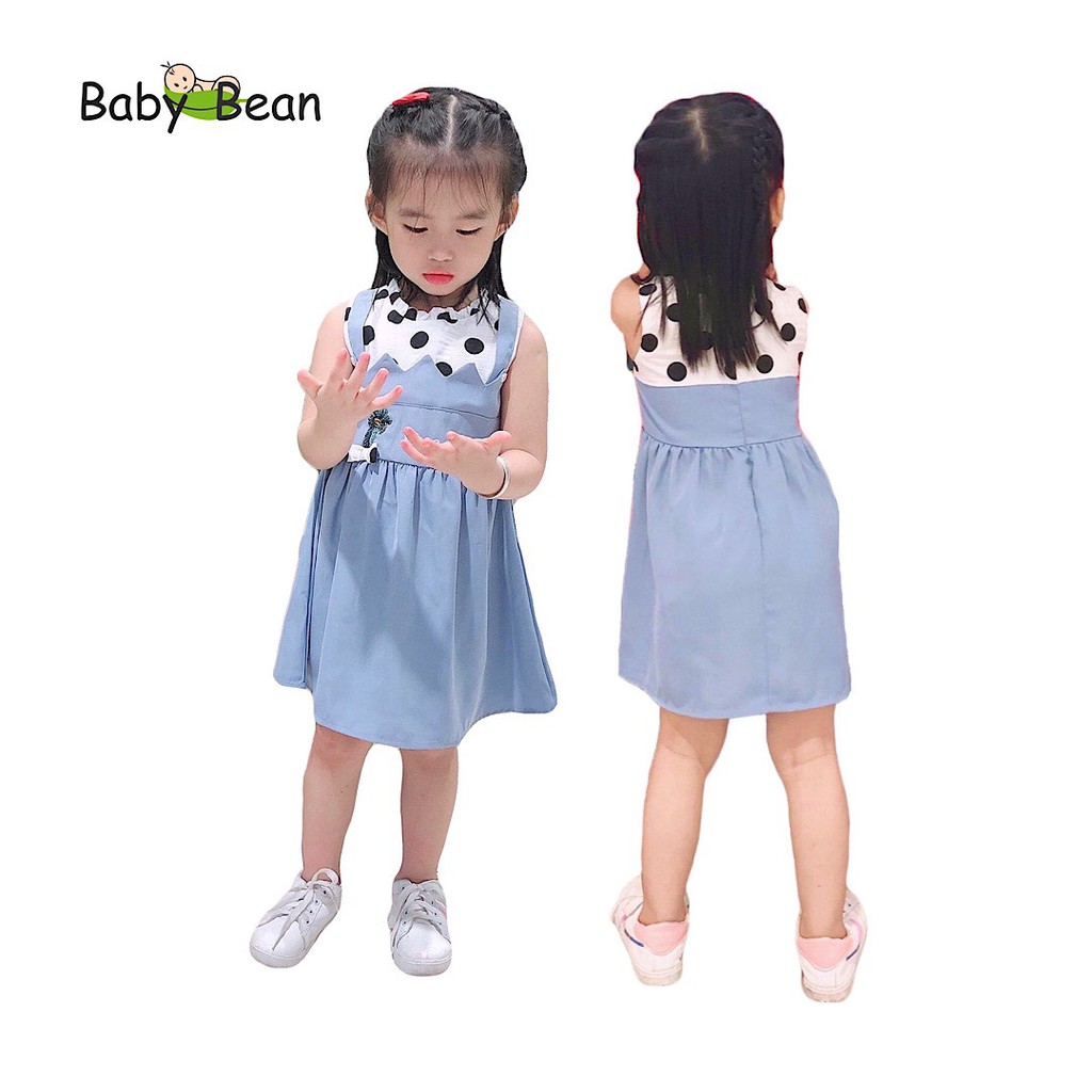 Đầm Cotton phối Tơ Gân Giả Yếm Thêu Bé Gái BabyBean (8kg-35kg)