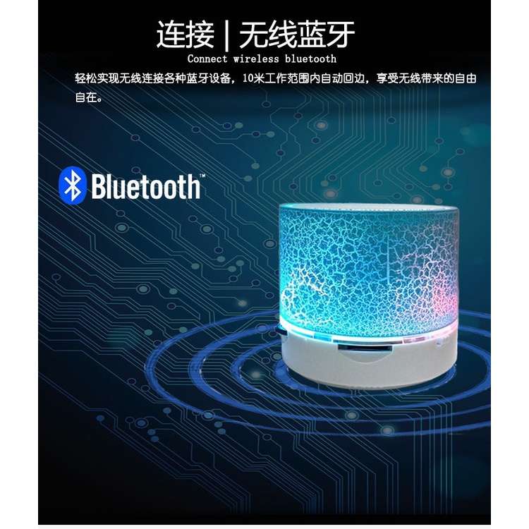 Loa bluetooth không dây âm siêu trầm có đèn led tùy chọn màu sắc