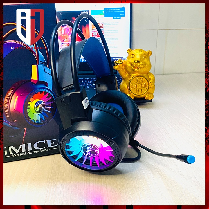 Tai nghe gaming máy vi tính IMICE HD-490 7.1 headphone chụp tai pc có dây Led RGB